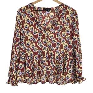 Madewell Drawstring Ruffle-Hem Top, small